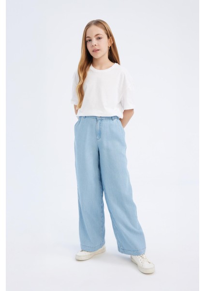 Kız Çocuk Wide Leg Geniş Paça Jean Pantolon D7103A825SM modelleri