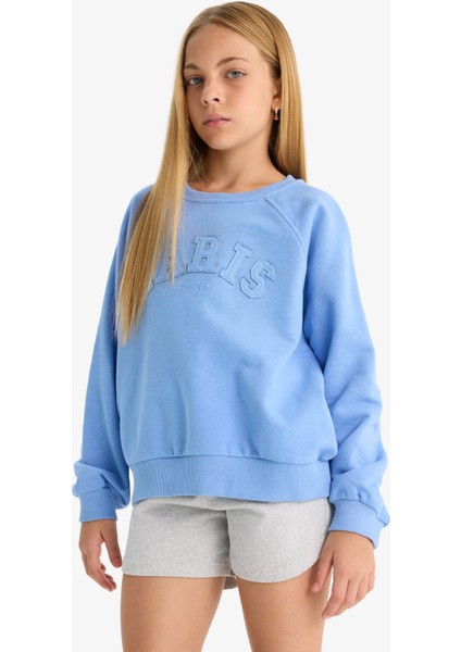 Kız Çocuk Pembe Oversize Geniş Kalıp Bisiklet Yaka Baskılı Sweatshirt D1100A824AU fırsatları
