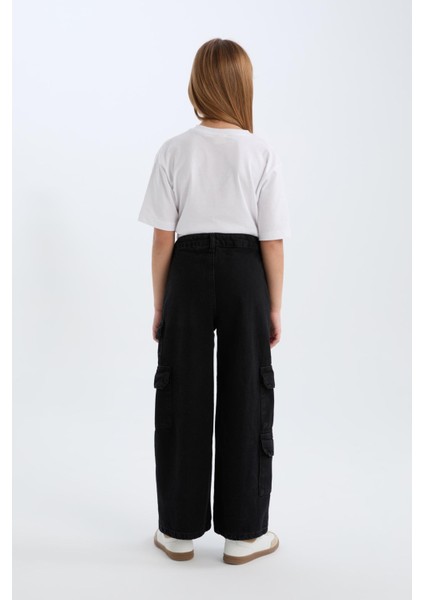 Kız Çocuk Wide Leg Kargo Geniş Paça Jean Pantolon D7373A825SM
