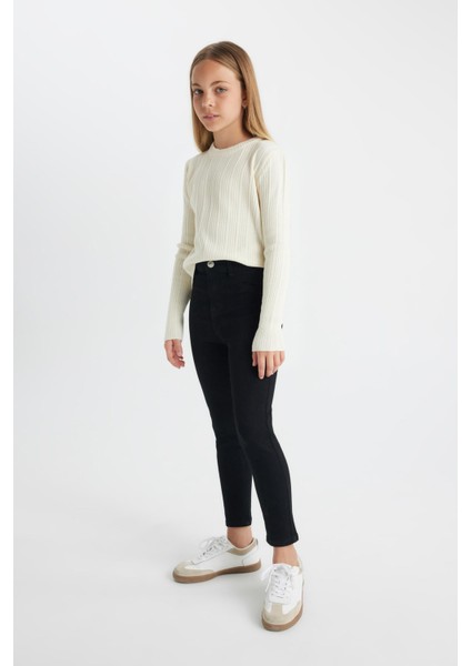 Kız Çocuk Skinny Fit Dar Paça Cepli Siyah Pantolon C7505A824AU modelleri