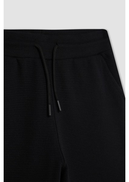 Erkek Çocuk Siyah Beli Paçası Lastikli Cepli Jogger Okul Eşofman Altı R5970A624AU