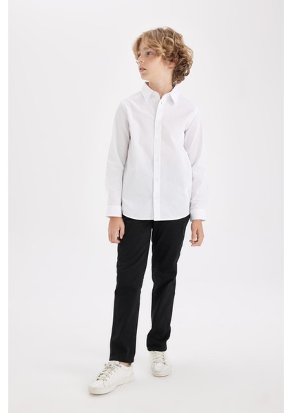 Erkek Çocuk Düz Paça Beli Lastikli Cepli Basic Düz Siyah Gabardin Okul Pantolonu T8850A624AU fiyatları