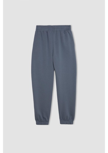 Kız Çocuk Gri Standart Fit Beli Paçası Lastikli Cepli Basic Düz Okul Jogger Eşofman Altı X9036A624AU