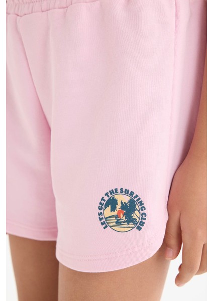 Kız Çocuk Beli Lastikli Baskılı Şort indirimleri