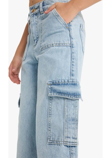 Kız Çocuk Wide Leg Kargo Geniş Paça Jean Pantolon C8540A824AU indirimleri