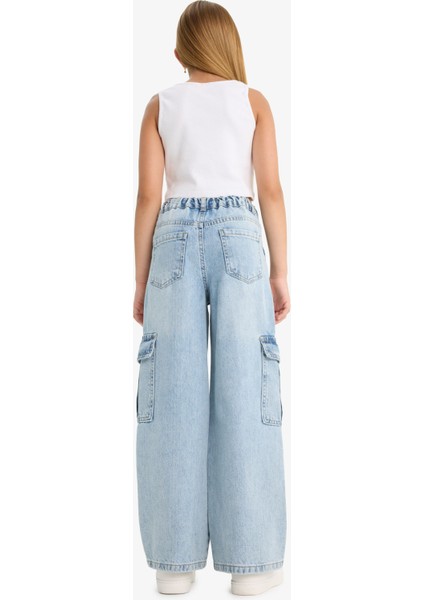 Kız Çocuk Wide Leg Kargo Geniş Paça Jean Pantolon C8540A824AU