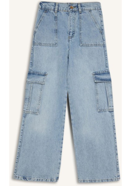 Kız Çocuk Wide Leg Kargo Geniş Paça Jean Pantolon C8540A824AU