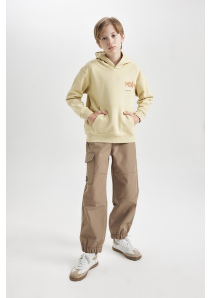 Erkek Çocuk Beli ve Paçası Lastikli Kargo Cepli Pelüş Polar Astarlı Jogger Pantolon D3460A824WN fiyatları