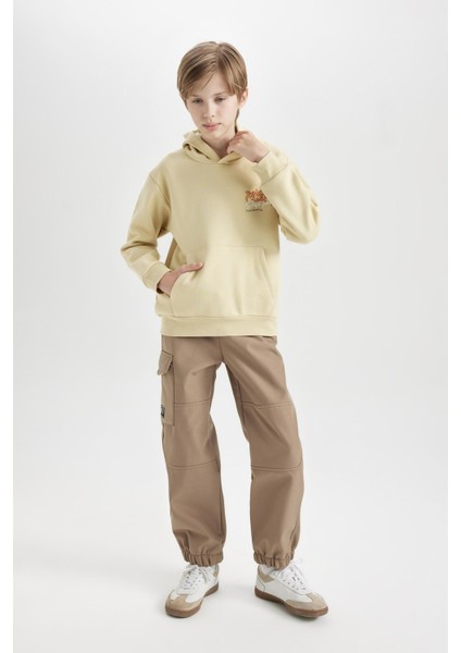 Erkek Çocuk Beli ve Paçası Lastikli Kargo Cepli Pelüş Polar Astarlı Jogger Pantolon D3460A824WN modelleri