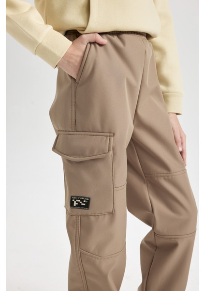 Erkek Çocuk Beli ve Paçası Lastikli Kargo Cepli Pelüş Polar Astarlı Jogger Pantolon D3460A824WN indirimleri