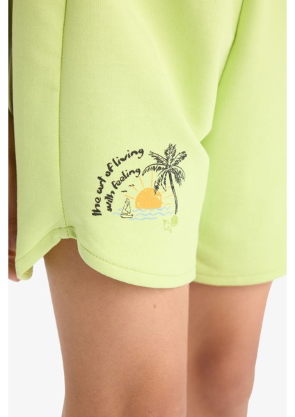 Kız Çocuk Beli Lastikli Baskılı Şort fırsatları