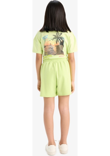 Kız Çocuk Beli Lastikli Baskılı Şort indirimleri