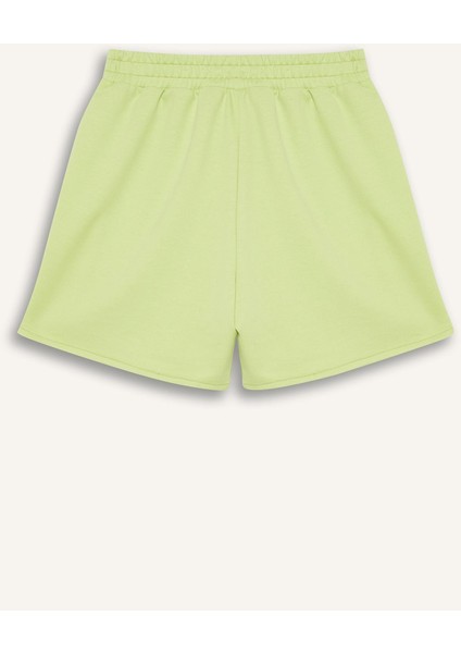 Kız Çocuk Beli Lastikli Baskılı Şort