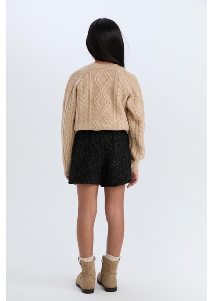 Kız Çocuk Pamuklu Parlak Kumaş Şort D6116A824WN