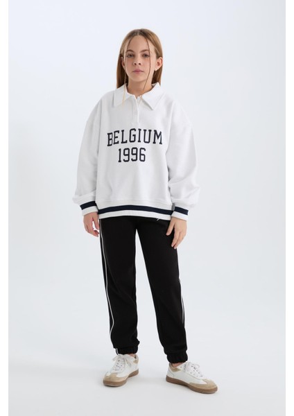 Kız Çocuk Beli Lastikli Baskılı Pamuklu Jogger Eşofman Altı D8092A824WN modelleri