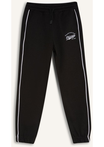 Kız Çocuk Beli Lastikli Baskılı Pamuklu Jogger Eşofman Altı D8092A824WN