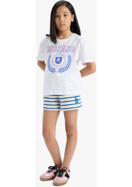 Kız Çocuk Beli Lastikli Çizgili Şort A2466A825HS