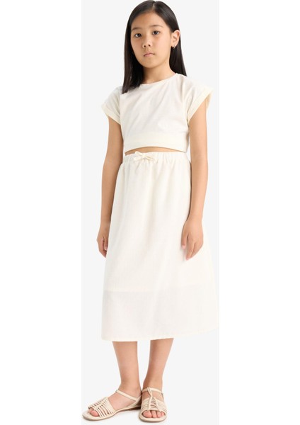 Kız Çocuk Beli Lastikli Dokuma Etek F5870A825HS