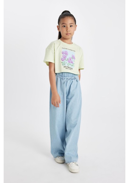 Kız Çocuk Wide Leg Geniş Bol Paça Jean Pantolon D3355A824HS fiyatları