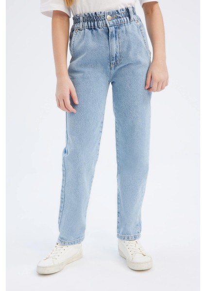 Kız Çocuk Paperbag Jogger Paça Pamuklu Jean Pantolon D7112A825SM fırsatları