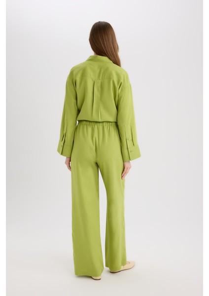 Wide Leg Keten Karışımlı Geniş Paça Pantolon D8187AX25SP indirimleri
