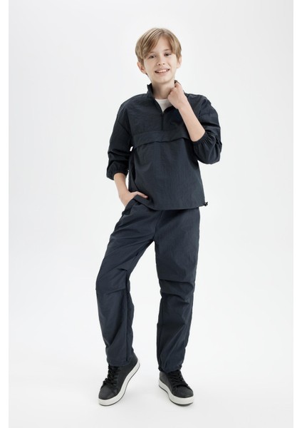 Erkek Çocuk Beli ve Paçası Lastikli Cepli Antrasit Jogger Paça Paraşüt Pantolon D0334A824AU modelleri