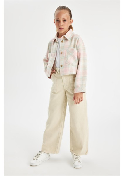 Kız Çocuk Wide Leg Geniş Bol Paça Cepli Pamuklu Bej Okul Pantolonu C7473A824AU fiyatları