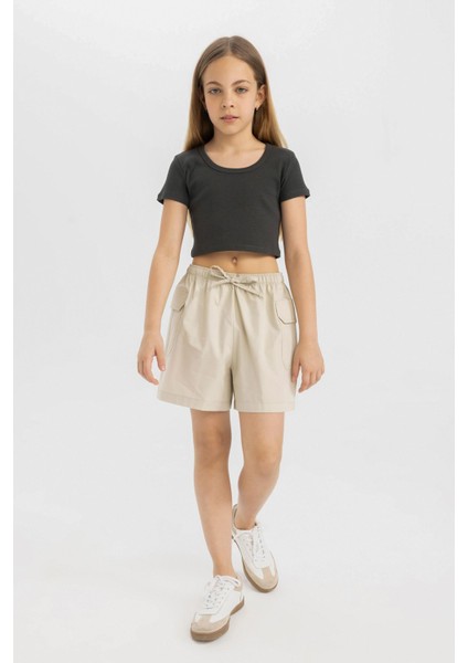 Kız Çocuk Pamuklu Şort B5049A824HS