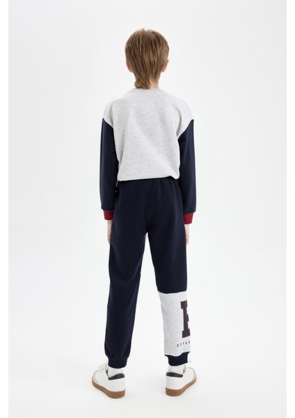 Erkek Çocuk Baskılı Renk Bloklu Beli Paçası Lastikli Cepli Jogger Eşofman Altı D2161A824WN