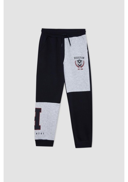 Erkek Çocuk Baskılı Renk Bloklu Beli Paçası Lastikli Cepli Jogger Eşofman Altı D2161A824WN