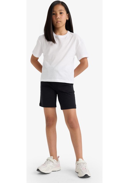 Kız Çocuk Relax Fit Beli Lastikli Basic Düz Şort D9058A825HS