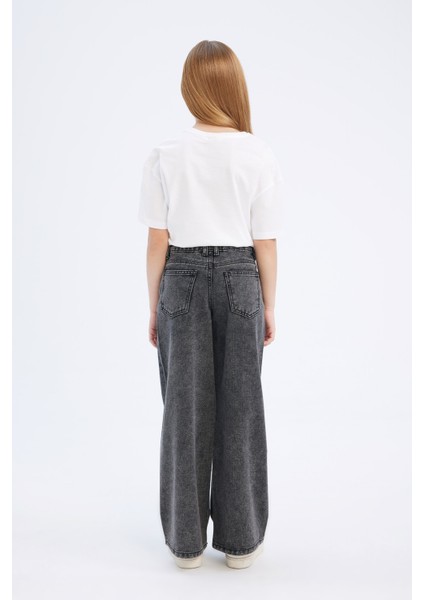 Kız Çocuk Wide Leg Geniş Bol Paça Pamuklu Jean Pantolon D7094A825SM