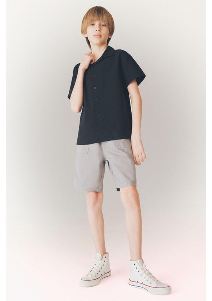 Erkek Çocuk Beli Lastikli Cepli Gabardin Şort E3359A825HS