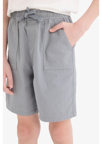 Erkek Çocuk Beli Lastikli Cepli Gabardin Şort E3359A825HS