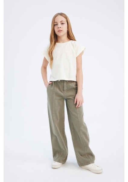 Kız Çocuk Wide Leg Geniş Bol Paça Pamuklu Pantolon D7609A825SM fiyatları