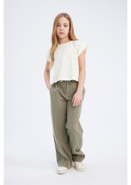 Kız Çocuk Wide Leg Geniş Bol Paça Pamuklu Pantolon D7609A825SM modelleri