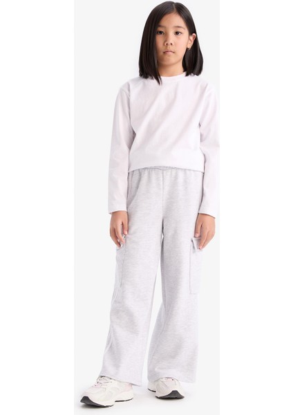 Kız Çocuk Wide Leg Beli Lastikli Geniş Bol Paça Eşofman Altı D9251A825SP