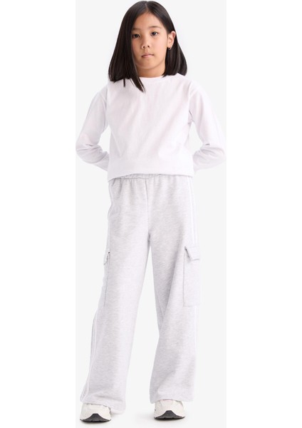 Kız Çocuk Wide Leg Beli Lastikli Geniş Bol Paça Eşofman Altı D9251A825SP modelleri