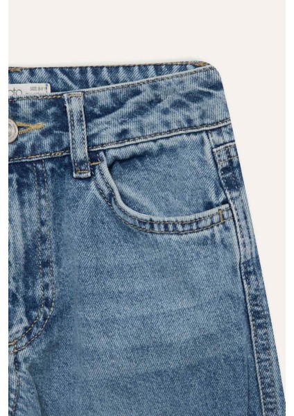 Kız Çocuk Wide Leg Kargo Geniş Paça Jean Pantolon D7386A825SM