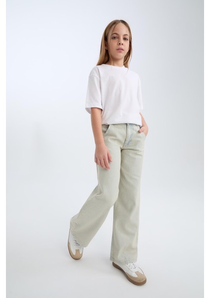Kız Çocuk Wide Leg Geniş Paça Jean Pantolon D9128A825SP fiyatları