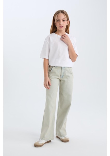 Kız Çocuk Wide Leg Geniş Paça Jean Pantolon D9128A825SP modelleri