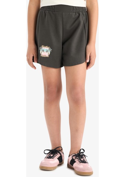 Kız Çocuk Beli Lastikli Baskılı Şort indirimleri