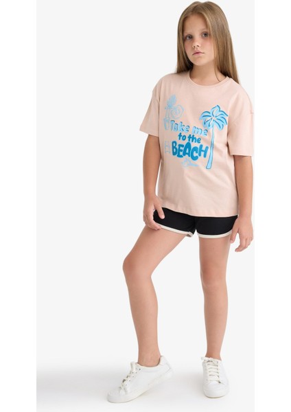 Kız Çocuk Beli Lastikli Basic Düz Şort