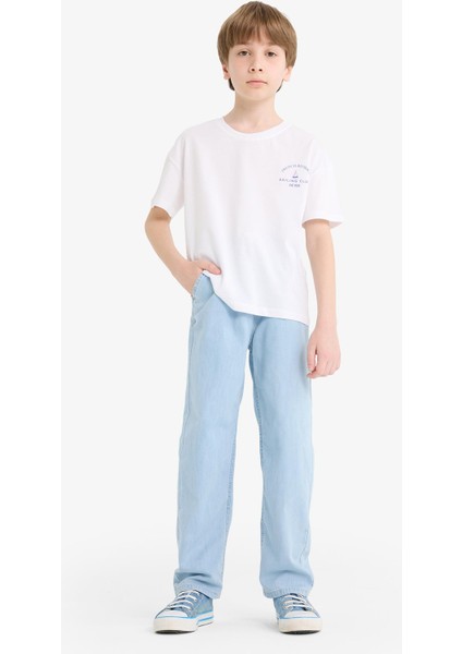 Erkek Çocuk Beli Lastikli Düz Paça Jean Pantolon F6899A825SM