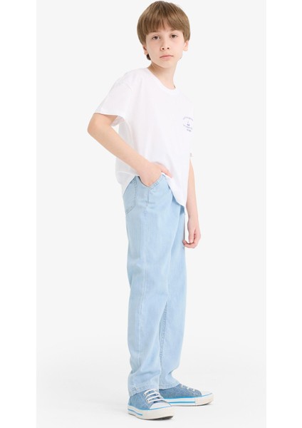 Erkek Çocuk Beli Lastikli Düz Paça Jean Pantolon F6899A825SM fiyatları