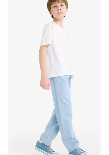 Erkek Çocuk Beli Lastikli Düz Paça Jean Pantolon F6899A825SM modelleri