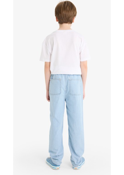 Erkek Çocuk Beli Lastikli Düz Paça Jean Pantolon F6899A825SM