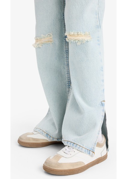 Kız Çocuk Wide Leg Yırtık Detaylı Geniş Paça Jean Pantolon Z4708A625SP