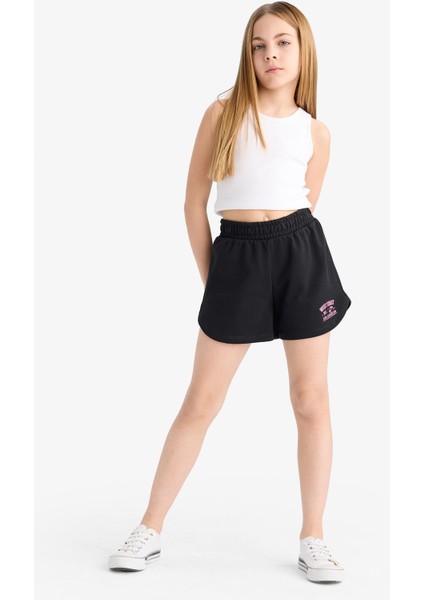 Kız Çocuk Beli Lastikli Baskılı Şort modelleri