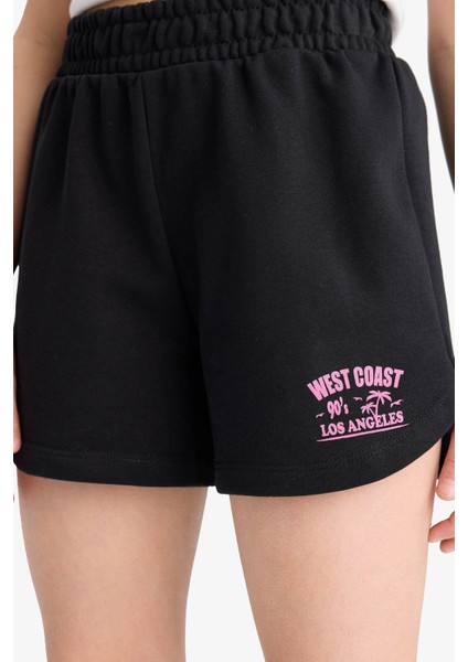 Kız Çocuk Beli Lastikli Baskılı Şort indirimleri